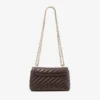 Curve Crossbody Small Chocolate Quilted Biker Leather Crossbody Bag