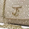 Curve Crossbody Small Gold Shimmer Suede Crossbody Bag with Hotfix Crystals