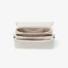 Curve Top Handle Latte Quilted Nappa Leather Top Handle Bag with Pearl Detail