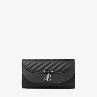 Curve Wallet with Chain Black Quilted Biker Leather Wallet with Chain