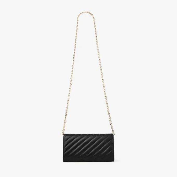 Curve Wallet with Chain Black Quilted Biker Leather Wallet with Chain