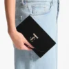 Curve Wallet with Chain Black Quilted Velvet Mini Bag with Crystal Jc Bar