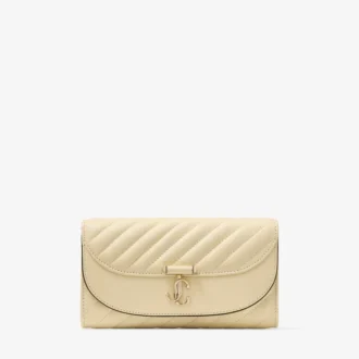 Curve Wallet with Chain Buttermilk Quilted Biker Leather Wallet with Chain