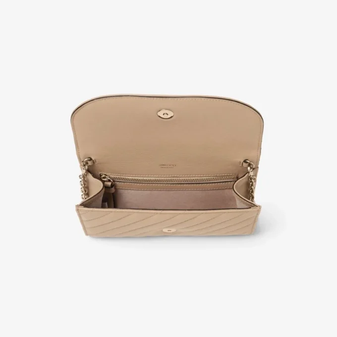 Curve Wallet with Chain Chai Quilted Biker Leather Wallet with Chain