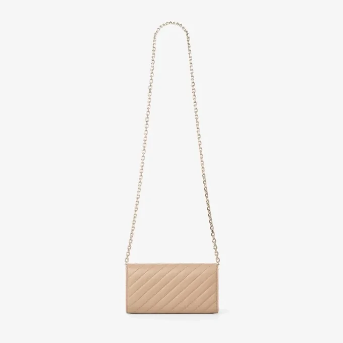 Curve Wallet with Chain Chai Quilted Biker Leather Wallet with Chain