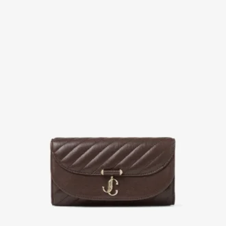 Curve Wallet with Chain Chocolate Quilted Biker Leather Wallet Chain