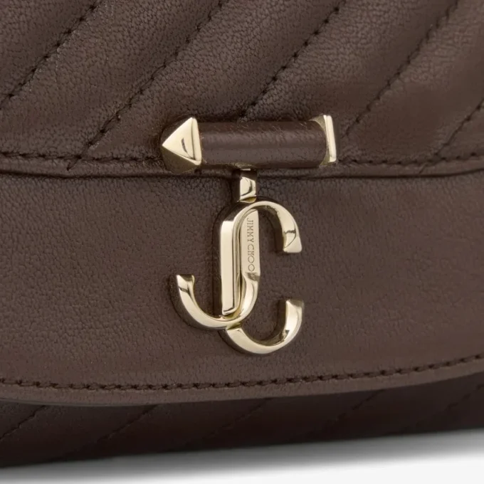 Curve Wallet with Chain Chocolate Quilted Biker Leather Wallet Chain