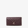 Curve Wallet with Chain Deep Merlot Quilted Biker Leather Wallet Chain