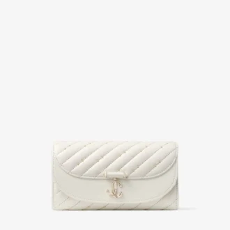Curve Wallet with Chain Latte Quilted Nappa Leather Wallet with Chain