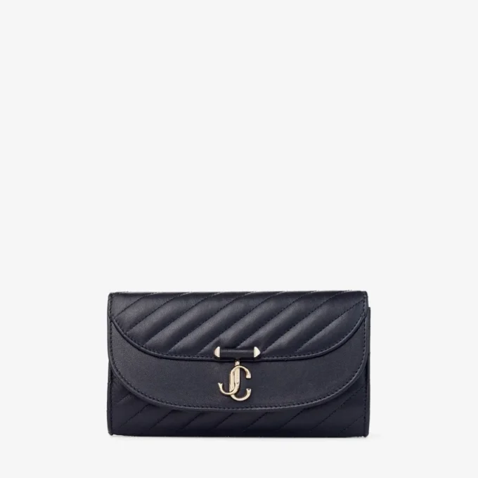 Curve Wallet with Chain Marine Quilted Biker Leather Wallet with Chain