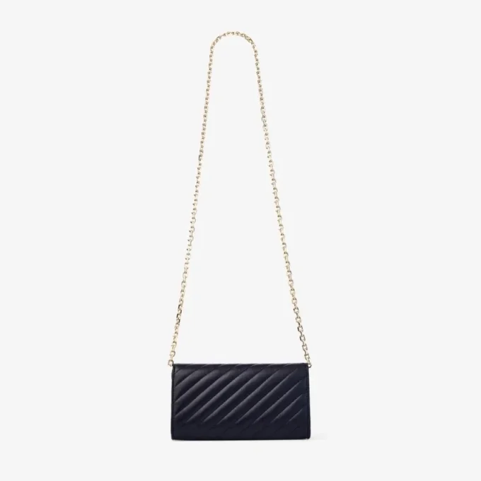 Curve Wallet with Chain Marine Quilted Biker Leather Wallet with Chain