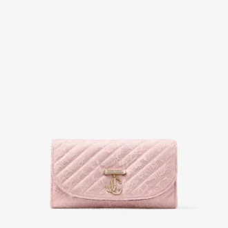 Curve Wallet with Chain Rose Quilted Jimmy Choo Lace Wallet Chain with Crystal Jc Bar