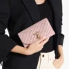 Curve Wallet with Chain Rose Quilted Jimmy Choo Lace Wallet Chain with Crystal Jc Bar