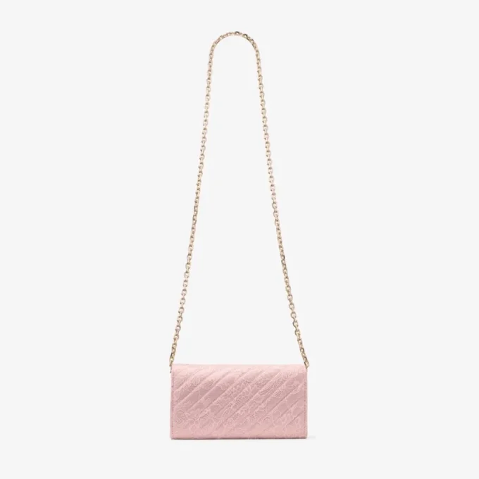 Curve Wallet with Chain Rose Quilted Jimmy Choo Lace Wallet Chain with Crystal Jc Bar