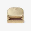 Curve Wallet with Chain Shiny Gold Quilted Metallic Leather Clutch