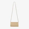 Curve Wallet with Chain Shiny Gold Quilted Metallic Leather Clutch
