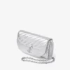 Curve Wallet with Chain Silver Quilted Metallic Nappa Leather Wallet with Chain