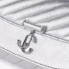 Curve Wallet with Chain Silver Quilted Metallic Nappa Leather Wallet with Chain
