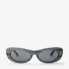 Danny Black Striped Oval Sunglasses