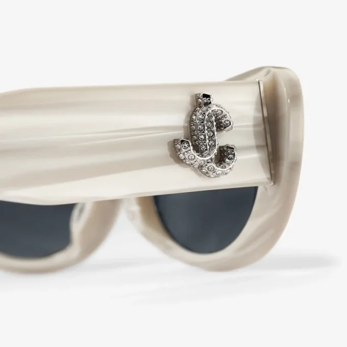 Danny White Striped Oval Sunglasses
