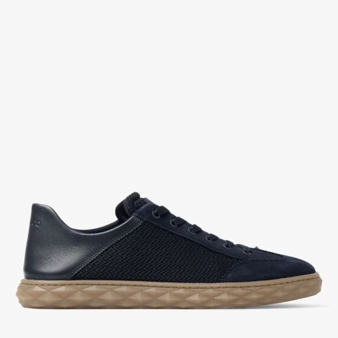 Diamond Flex M Midnight Mix Leather Mix and Textured Air Mesh Low Top Trainers