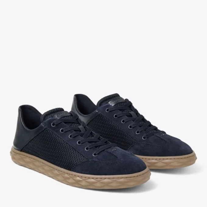 Diamond Flex M Midnight Mix Leather Mix and Textured Air Mesh Low Top Trainers