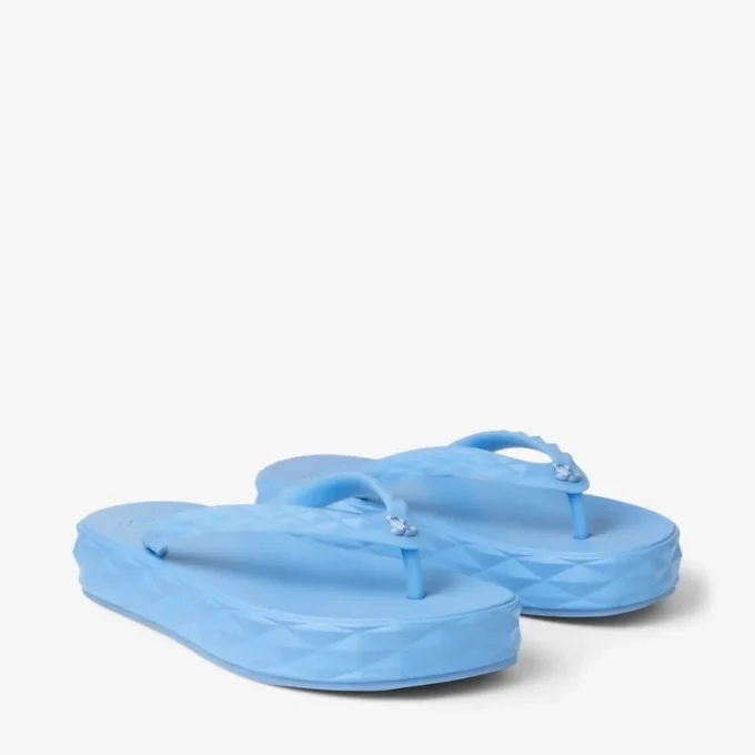 Diamond Flip Flop Dusty Blue Rubber Flats