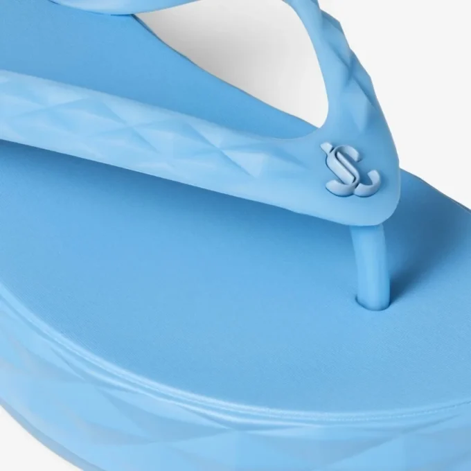 Diamond Flip Flop Dusty Blue Rubber Flats