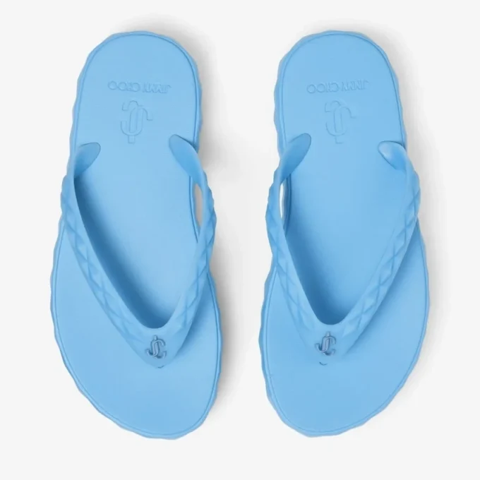 Diamond Flip Flop Dusty Blue Rubber Flats