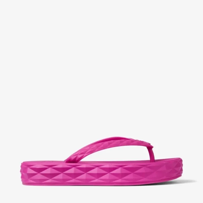 Diamond Flip Flop Fuchsia Rubber Flats