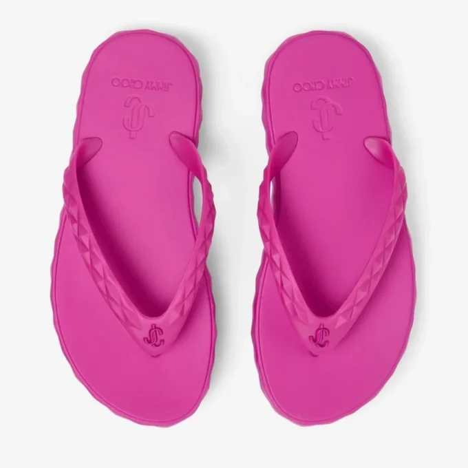 Diamond Flip Flop Fuchsia Rubber Flats