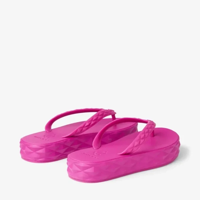 Diamond Flip Flop Fuchsia Rubber Flats