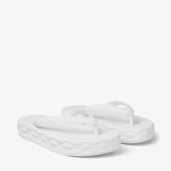 Diamond Flip Flop Optical White Rubber Flats