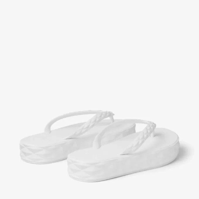 Diamond Flip Flop Optical White Rubber Flats