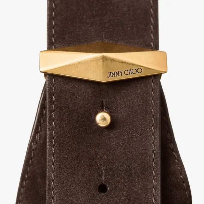 Diamond Hobo Medium Coffee Suede Shoulder Bag