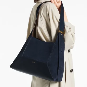 Diamond Hobo Medium Marine Suede Shoulder Bag