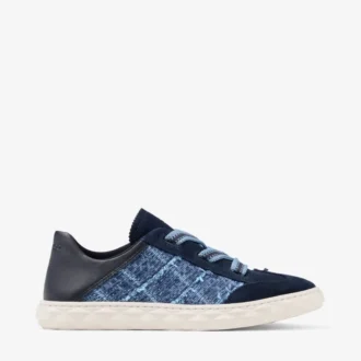 Diamond Light Flex F Marine Leather Mix and Crosshatch Denim Trainers