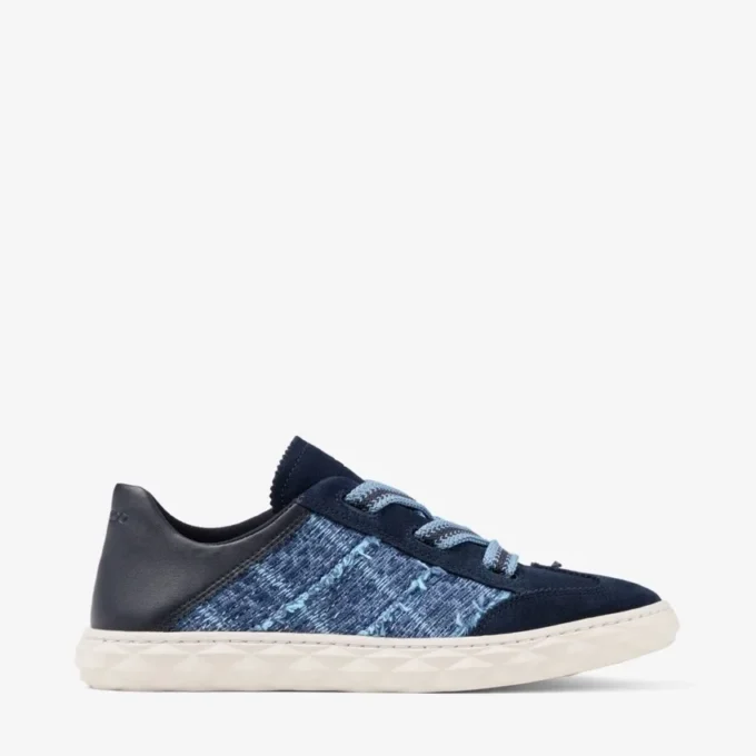 Diamond Light Flex F Marine Leather Mix and Crosshatch Denim Trainers