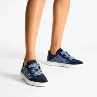 Diamond Light Flex F Marine Leather Mix and Crosshatch Denim Trainers