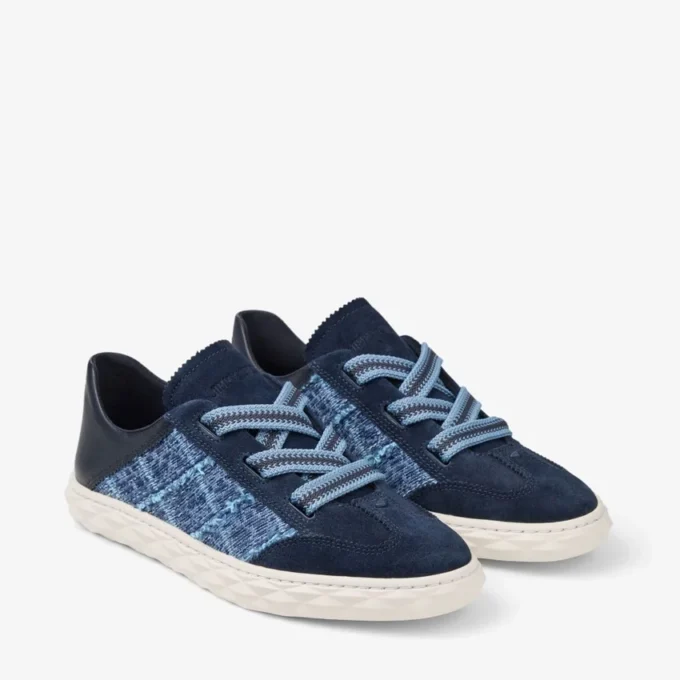Diamond Light Flex F Marine Leather Mix and Crosshatch Denim Trainers