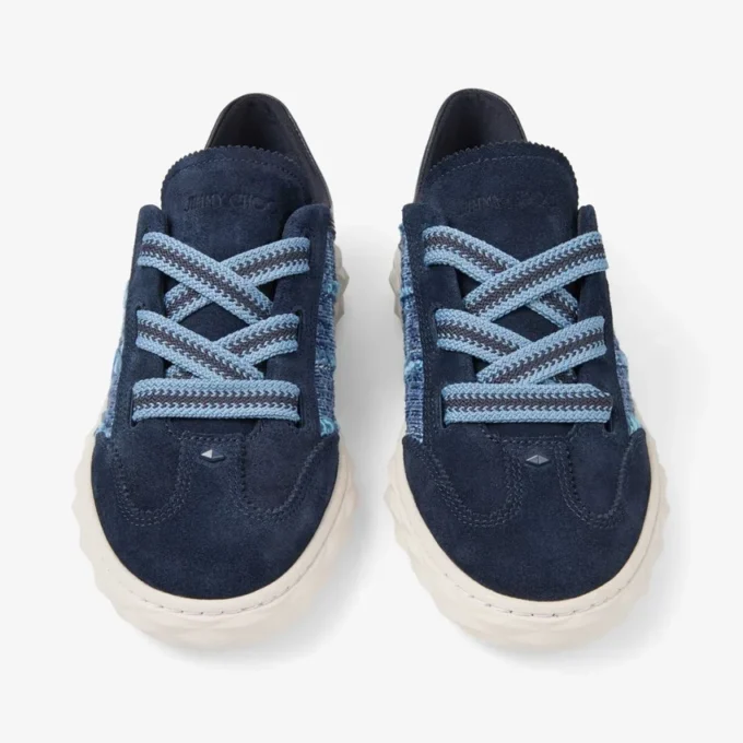 Diamond Light Flex F Marine Leather Mix and Crosshatch Denim Trainers