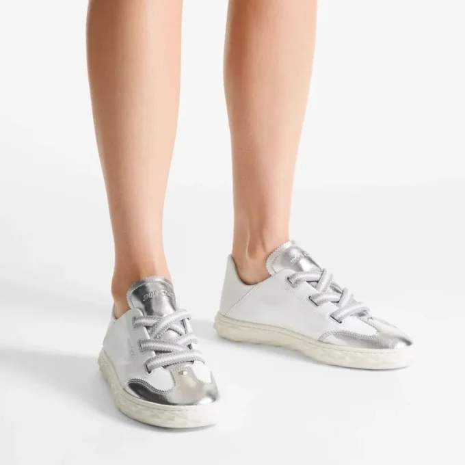 Diamond Light Flex F Silver Metallic Nappa Leather Trainers