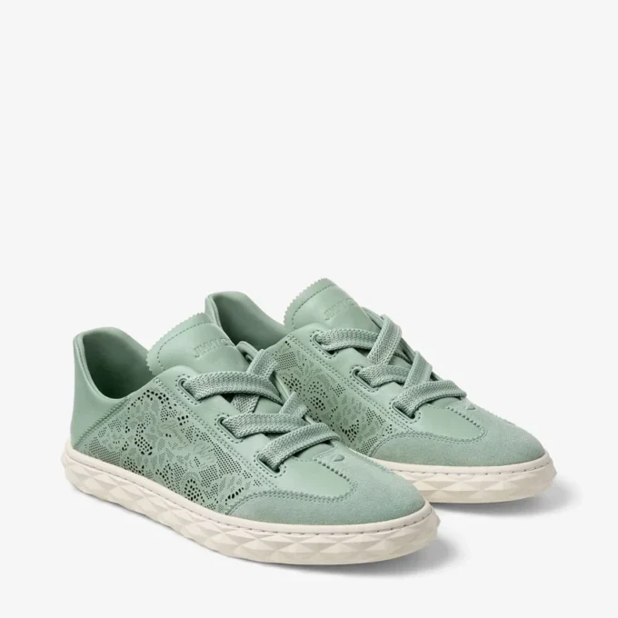 Diamond Light Flex F Verde Leather Mix and Perforated Leather Lace Low Top Trainers