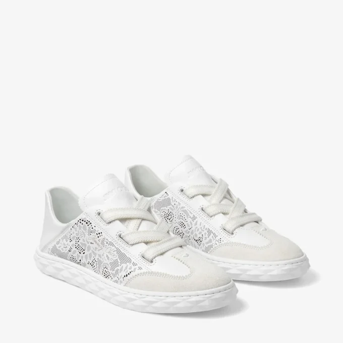 Diamond Light Flex F White Leather Mix and Perforated Leather Lace Low Top Trainers