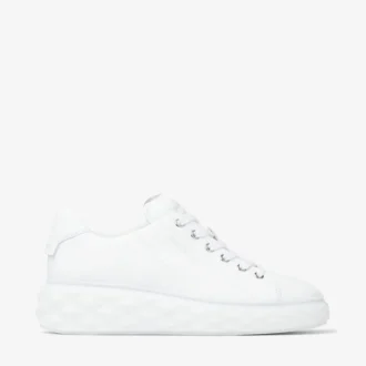 Diamond Light Maxi F White Nappa Leather Low-Top Trainers with Platform Sole