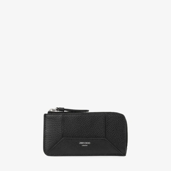 Diamond Lise Zipped M Black Grainy Calf Leather Card Holder