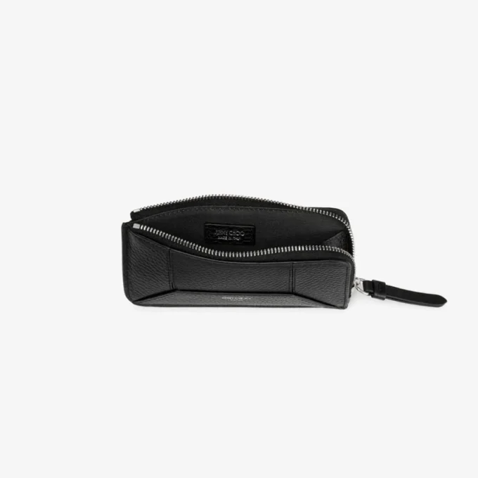 Diamond Lise Zipped M Black Grainy Calf Leather Card Holder