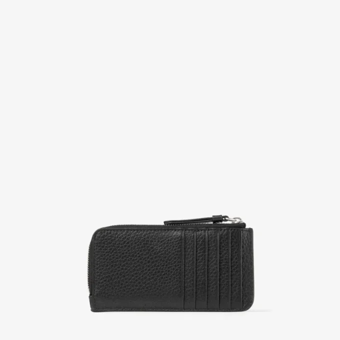 Diamond Lise Zipped M Black Grainy Calf Leather Card Holder