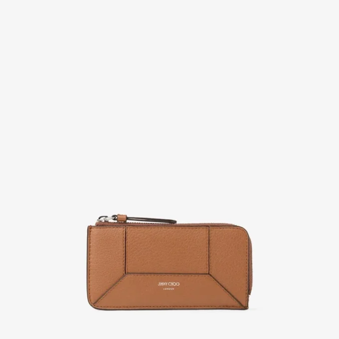 Diamond Lise Zipped M Tan Grainy Calf Leather Card Holder