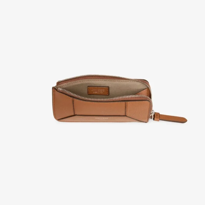 Diamond Lise Zipped M Tan Grainy Calf Leather Card Holder